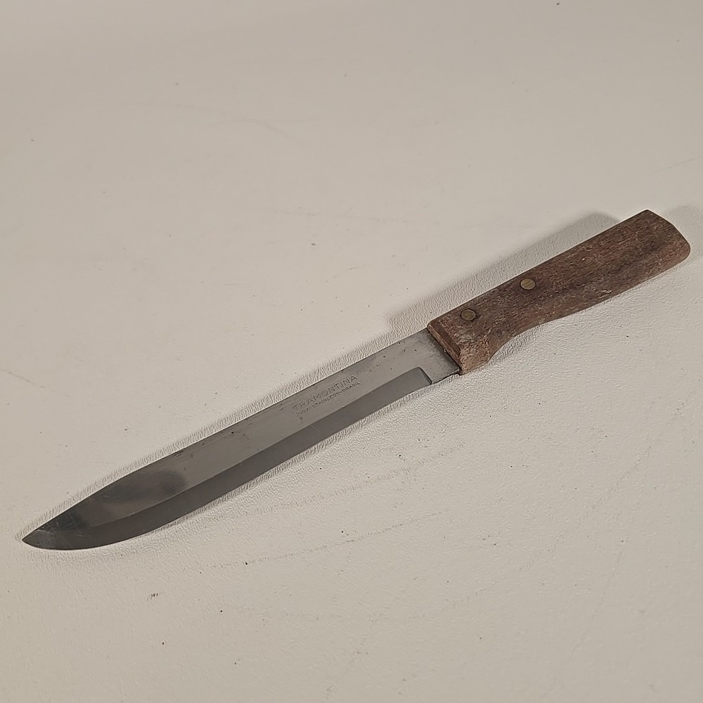 Tramontina Inox SLICER Stainless Wood 12" Knife, 7" Straight Blade Brasil Brazil